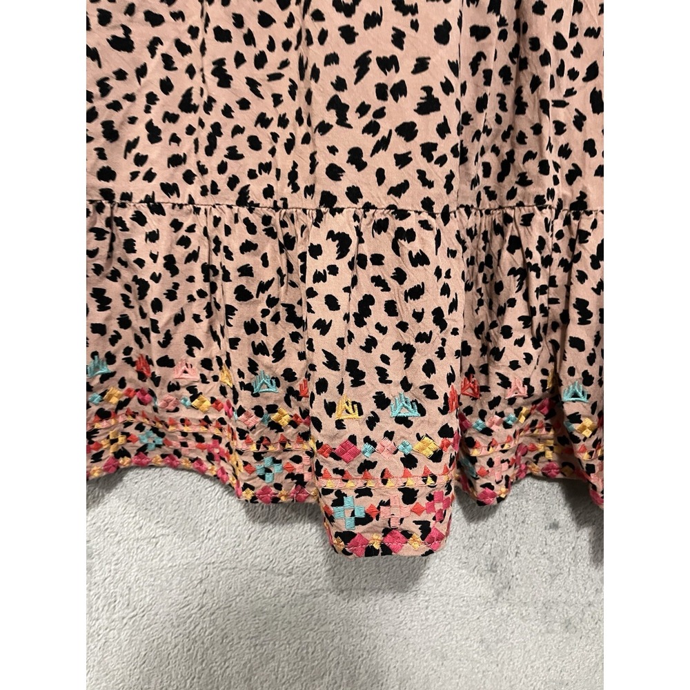 Savanna Jane Leopard Print Embroidered V-Neck Tunic Mini Dress Plus Size 2X - Picture 4 of 10
